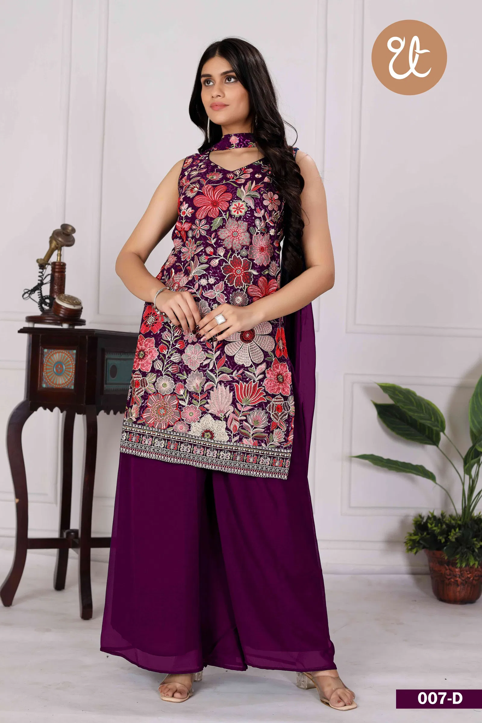 Tt 007 A to D Georgette Embroidery Wholesale Readymade Suits Wholesale Market